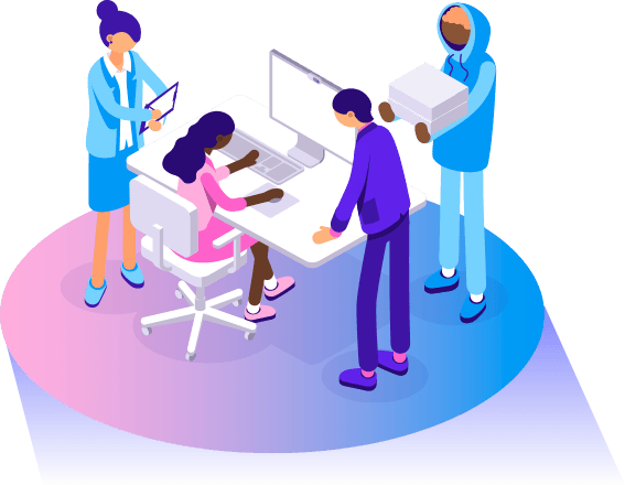 Team collaborating on digital solutions